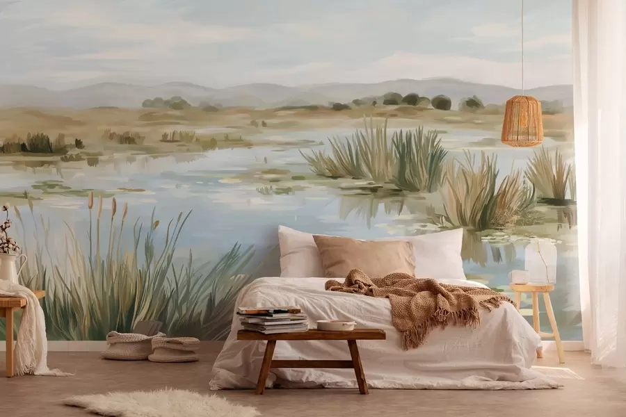 Murale Lac paisible et tranquille, paysage pittoresque w05214