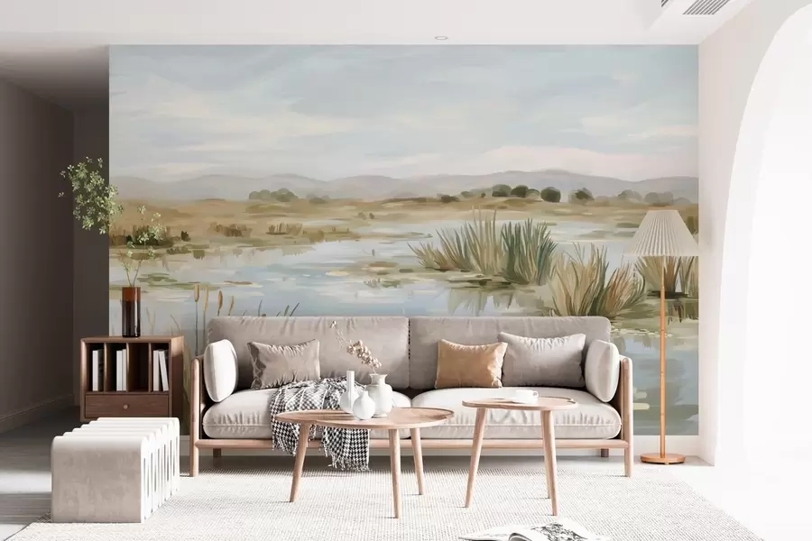 fototapeter Stille, fredelig sø i malerisk landskab w05214