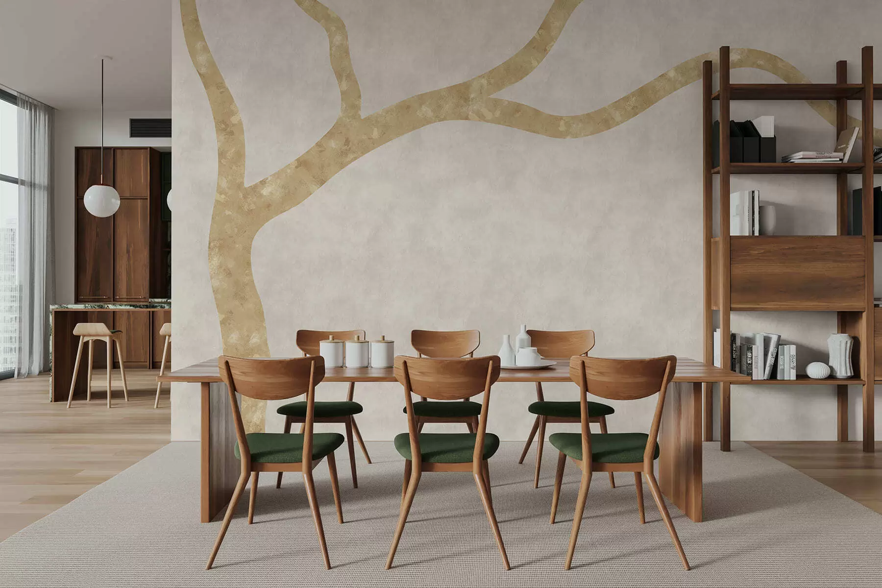 fototapeter Lys gren på lys baggrund w05144