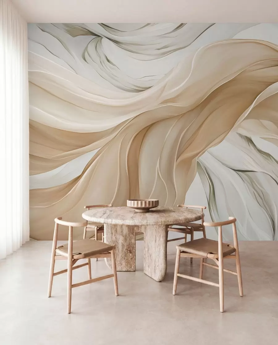 fototapeter Bølgende beige stof w05152