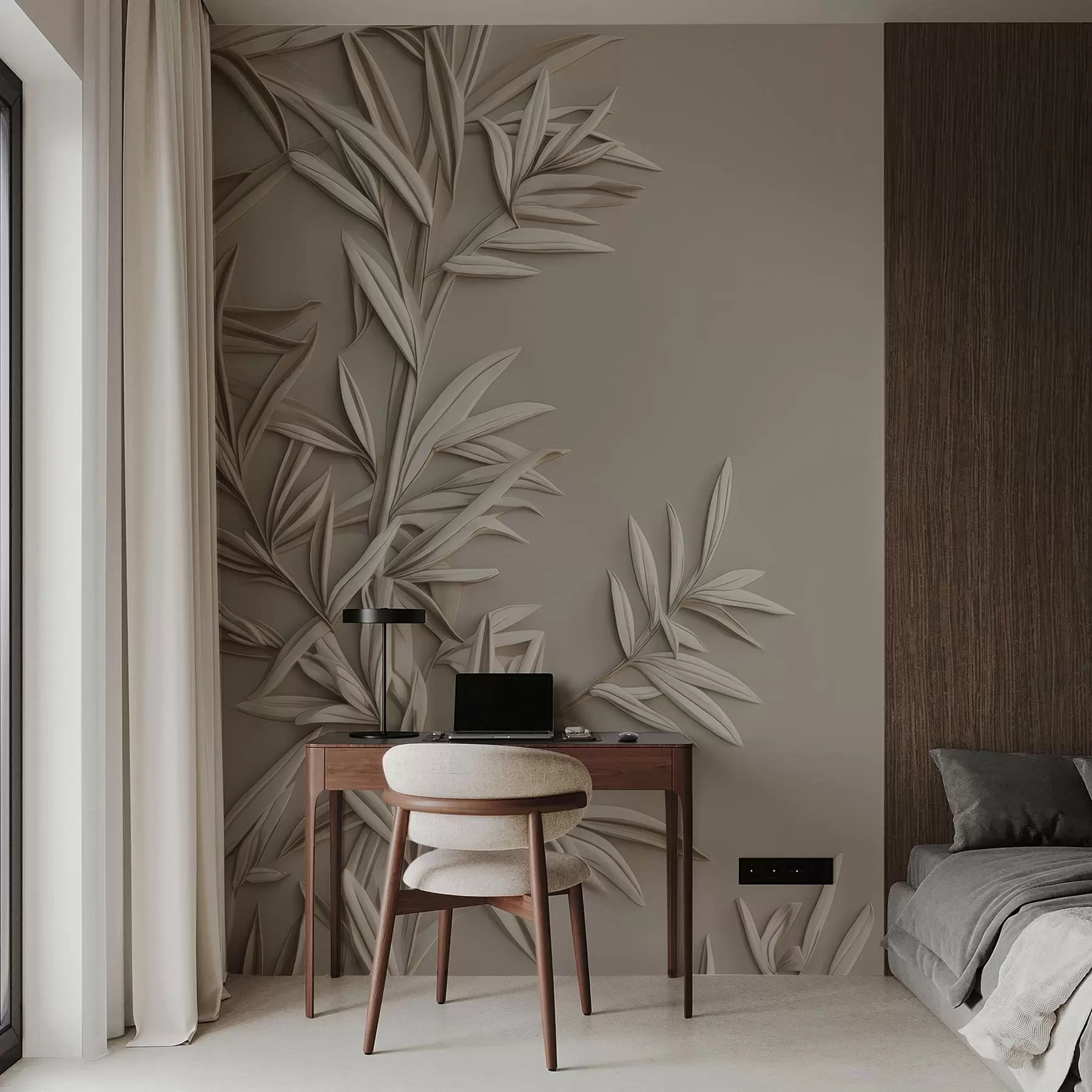 Murale Imitation de feuilles en bas-relief w05244