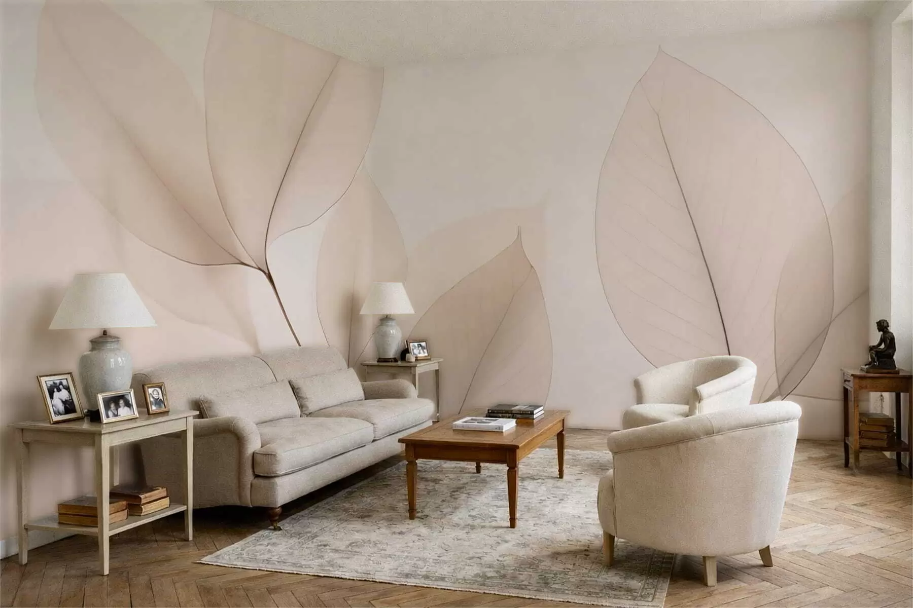 Murale Fleur blanche avec une ligne fine w05268