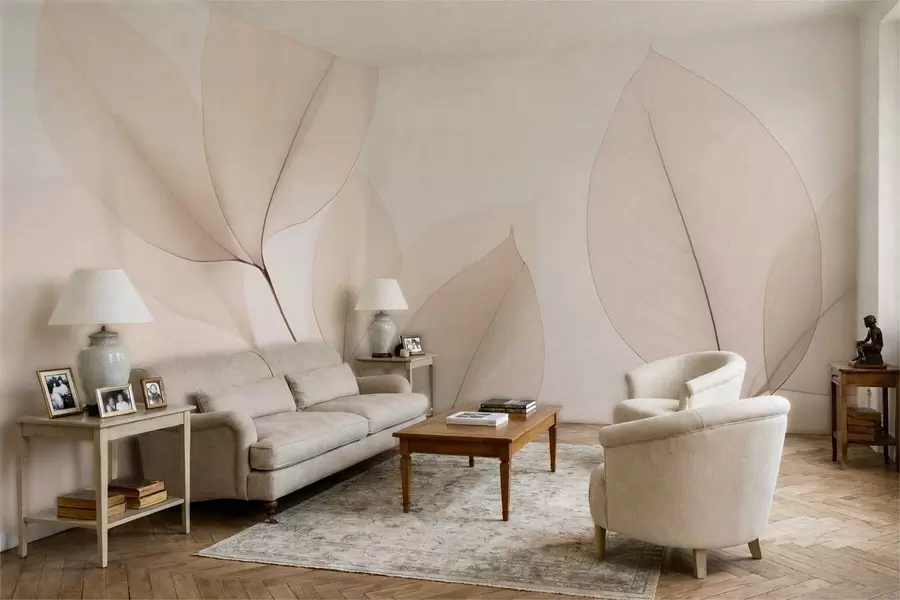 Murale Fleur blanche avec une ligne fine w05268