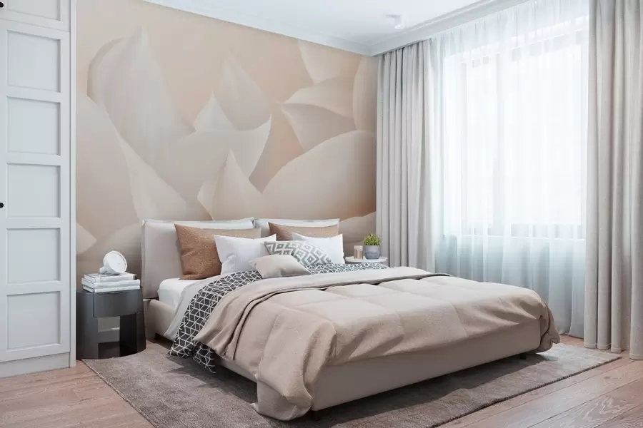 Murale Pétales doux couleur pêche et lait w09716