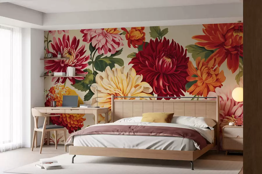 Murale Dahlias en valse colorée w05306