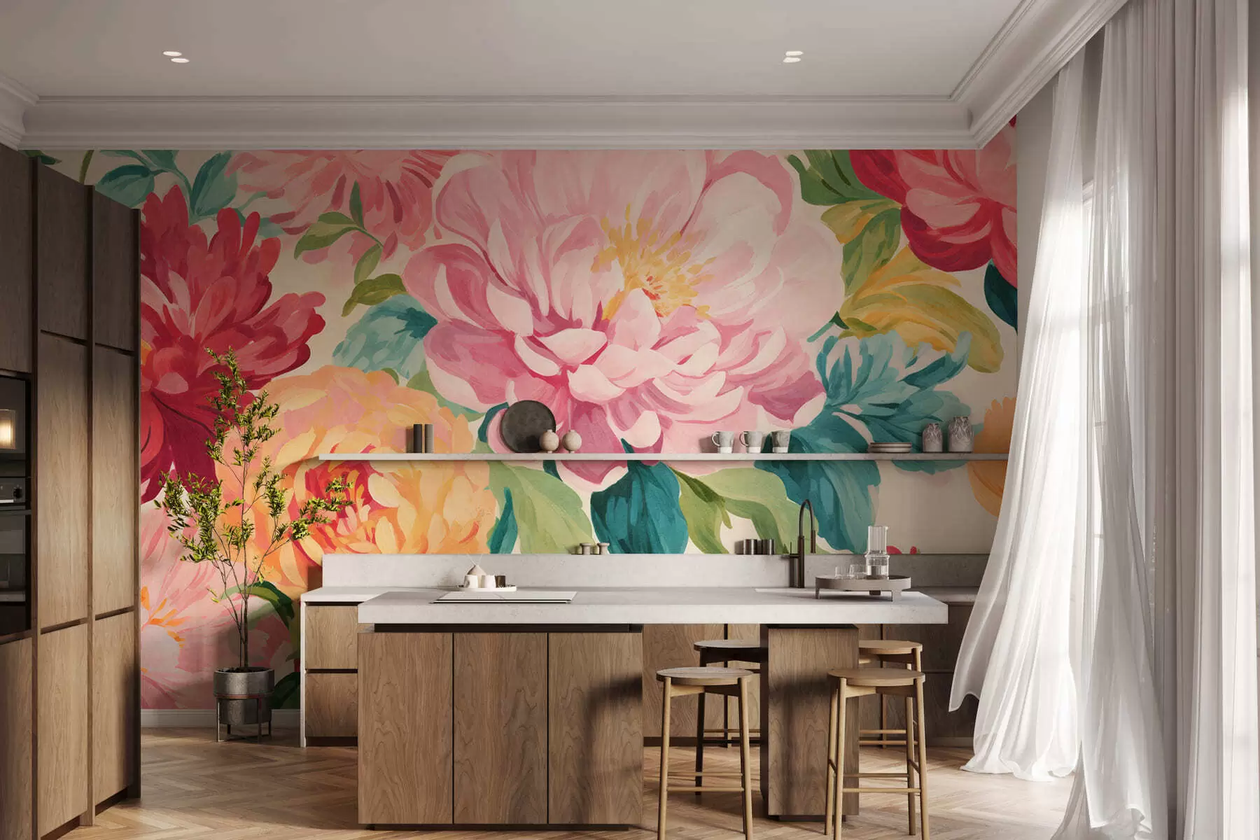 Fototapete Pfingstrosengarten w05313