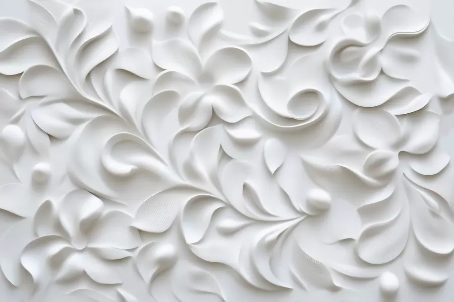 Fototapete Graues dimensionales Blumenornament w09727