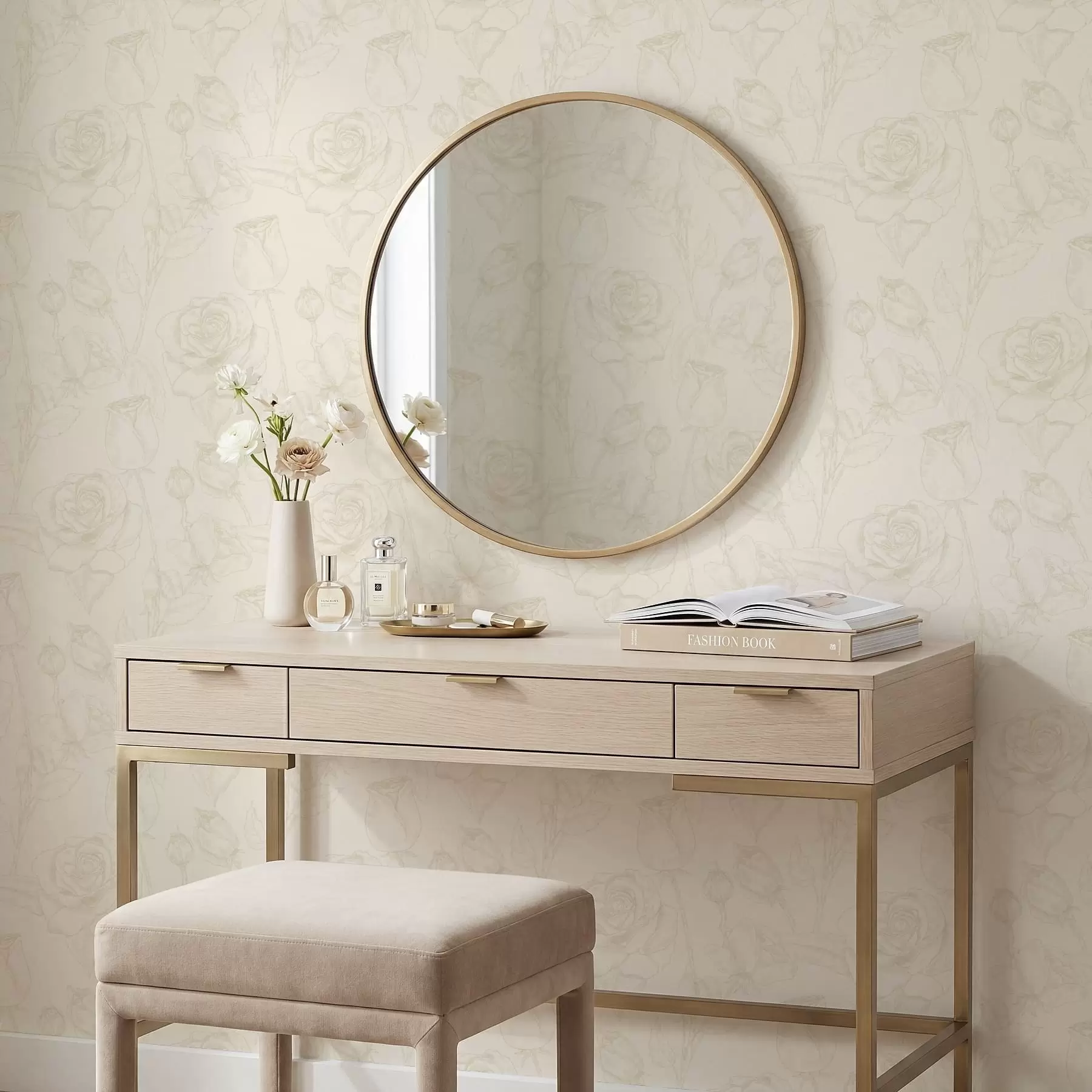 fototapeter Lyserødt mønster på beige baggrund a01124