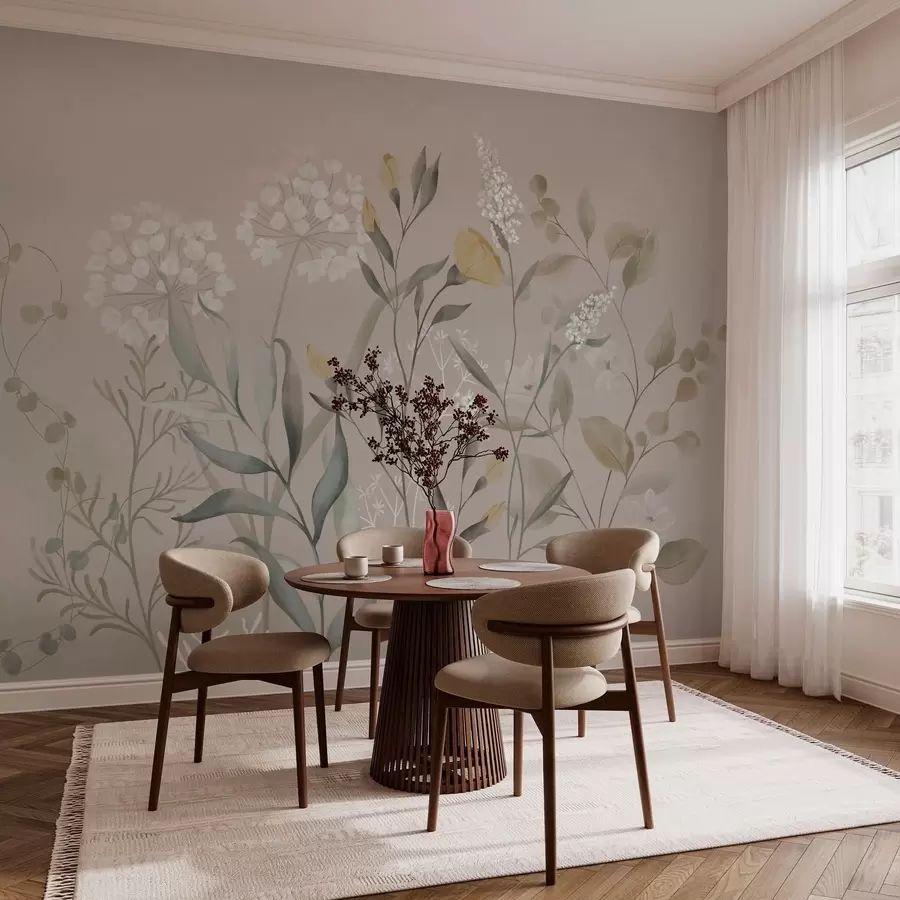 Fototapete Botanische Komposition in warmen Beigetönen w05154v2