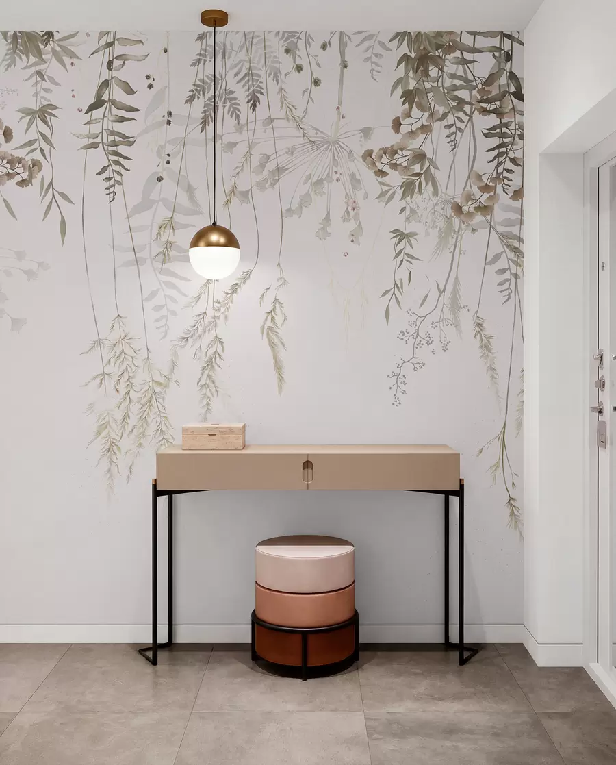fototapeter Hængende vilde planter på en lys baggrund w05320