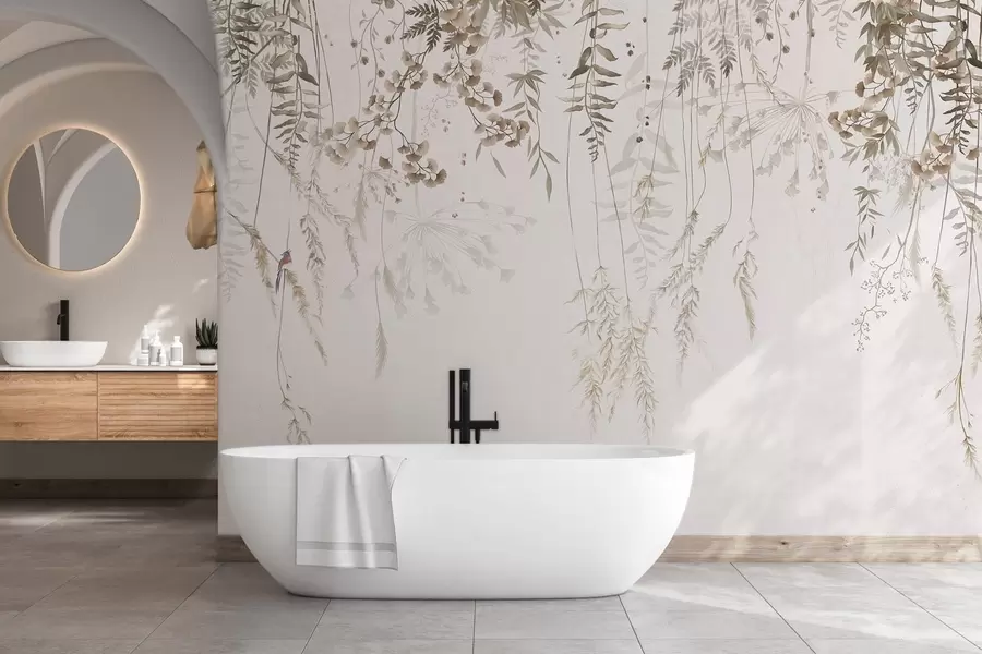 fototapeter Hængende vilde planter på en lys baggrund w05320