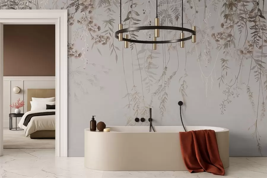 fototapeter Delikate hængende græsser på en lys baggrund w05320v2