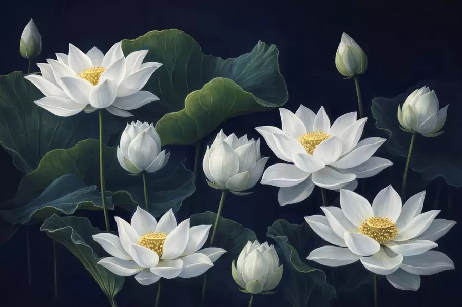 Fototapete Nachtlotusse w05307