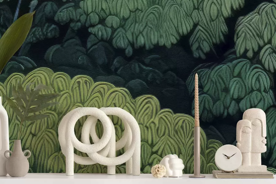 Fototapete Mosaikartige grüne Baumkronen w05362