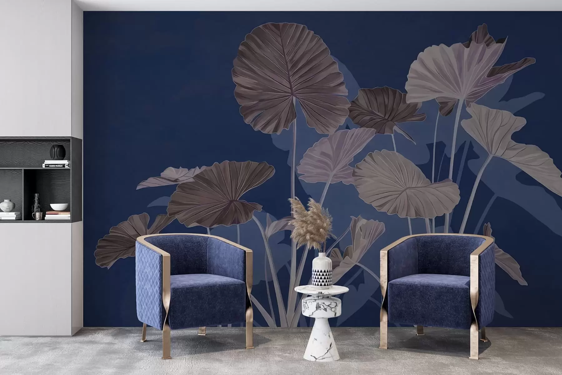 fototapeter Have med malede lotusblomster w05364