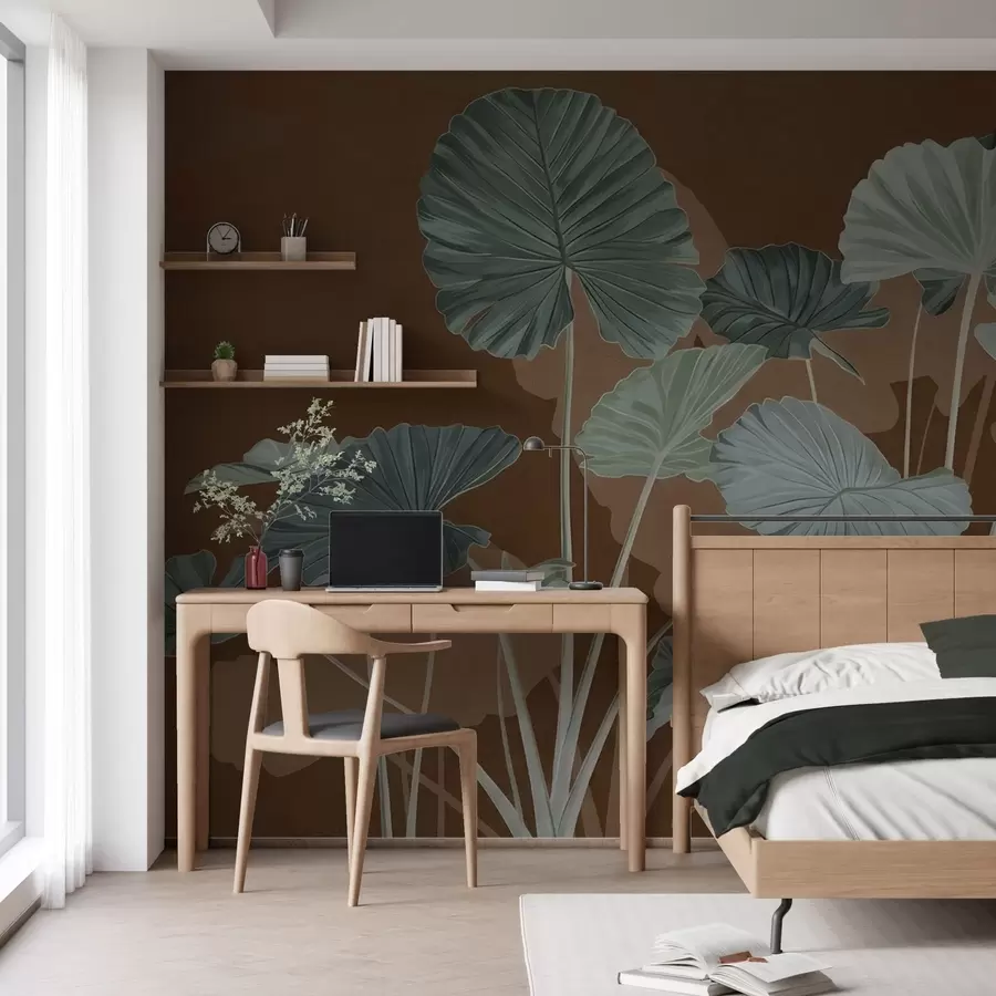 fototapeter Have med malede lotusblomster w05364v1