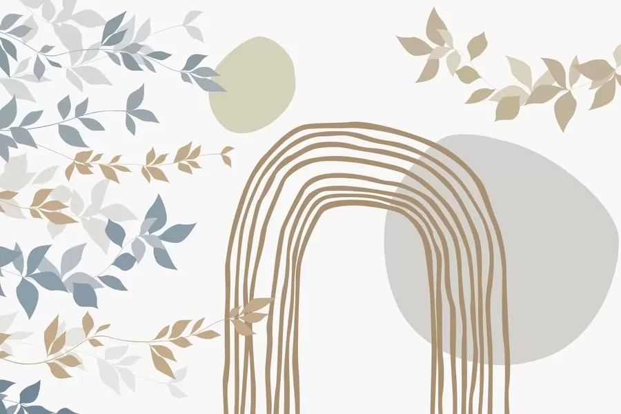 Murale Abstraction et feuillage w05373