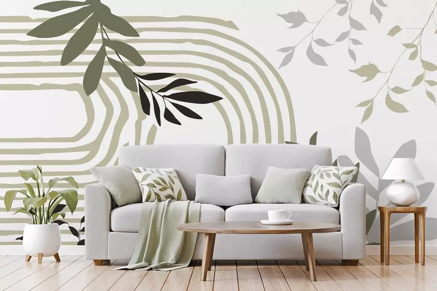 Murale Silhouettes et lignes abstraites de plantes w05374v1
