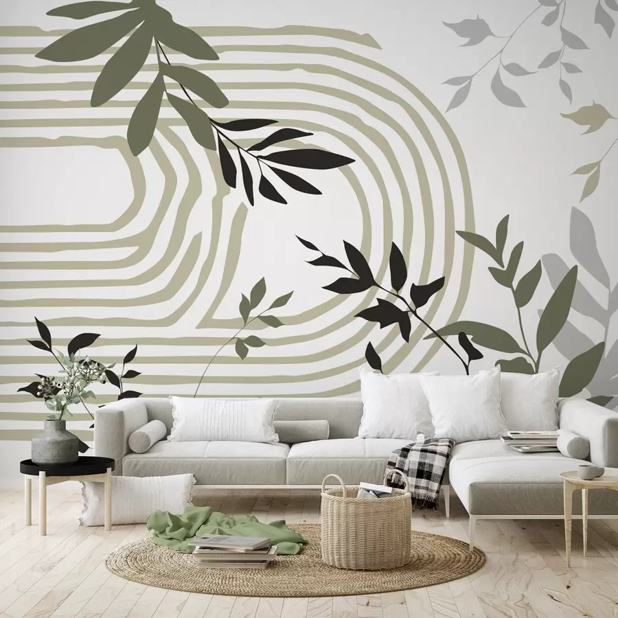 Murale Silhouettes et lignes abstraites de plantes w05374v1
