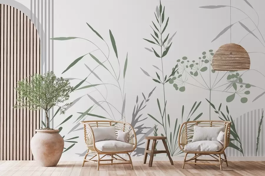 fototapeter Abstrakte silhuetter af vegetation w05375