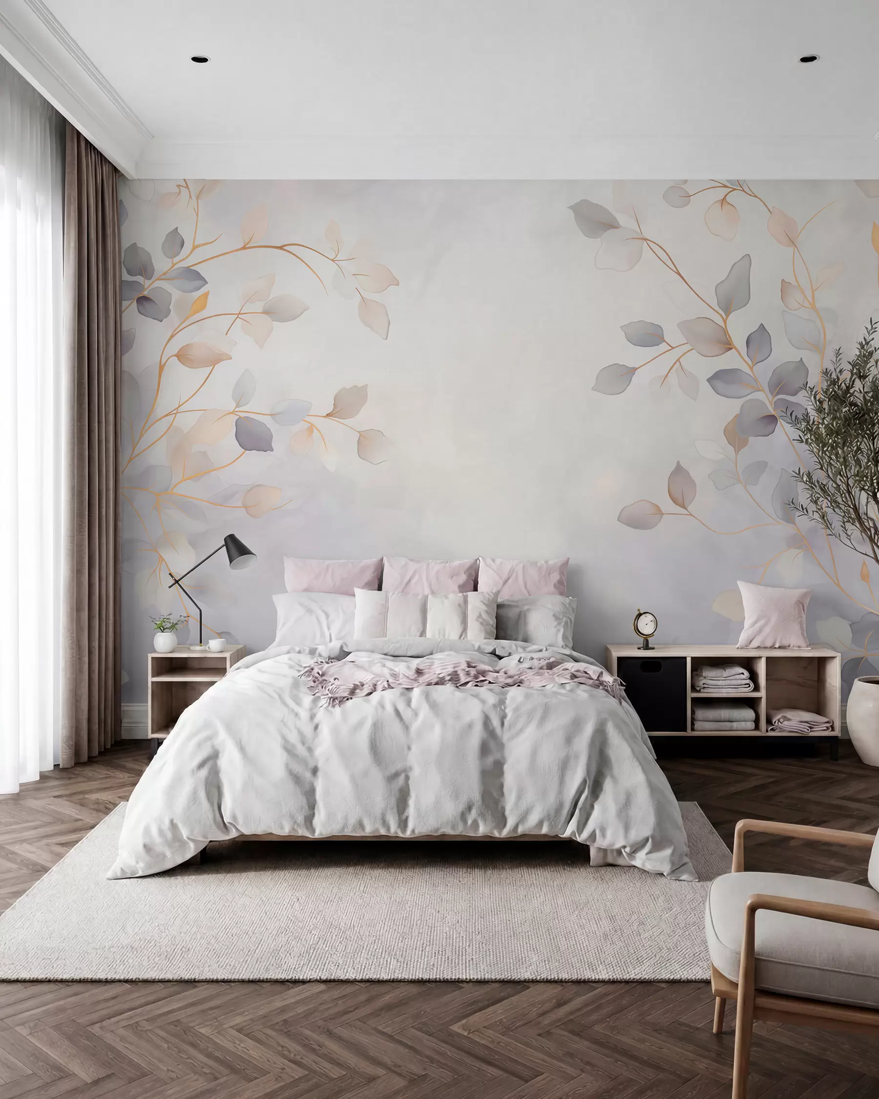 Murale Branches pastel dans la brume w05296