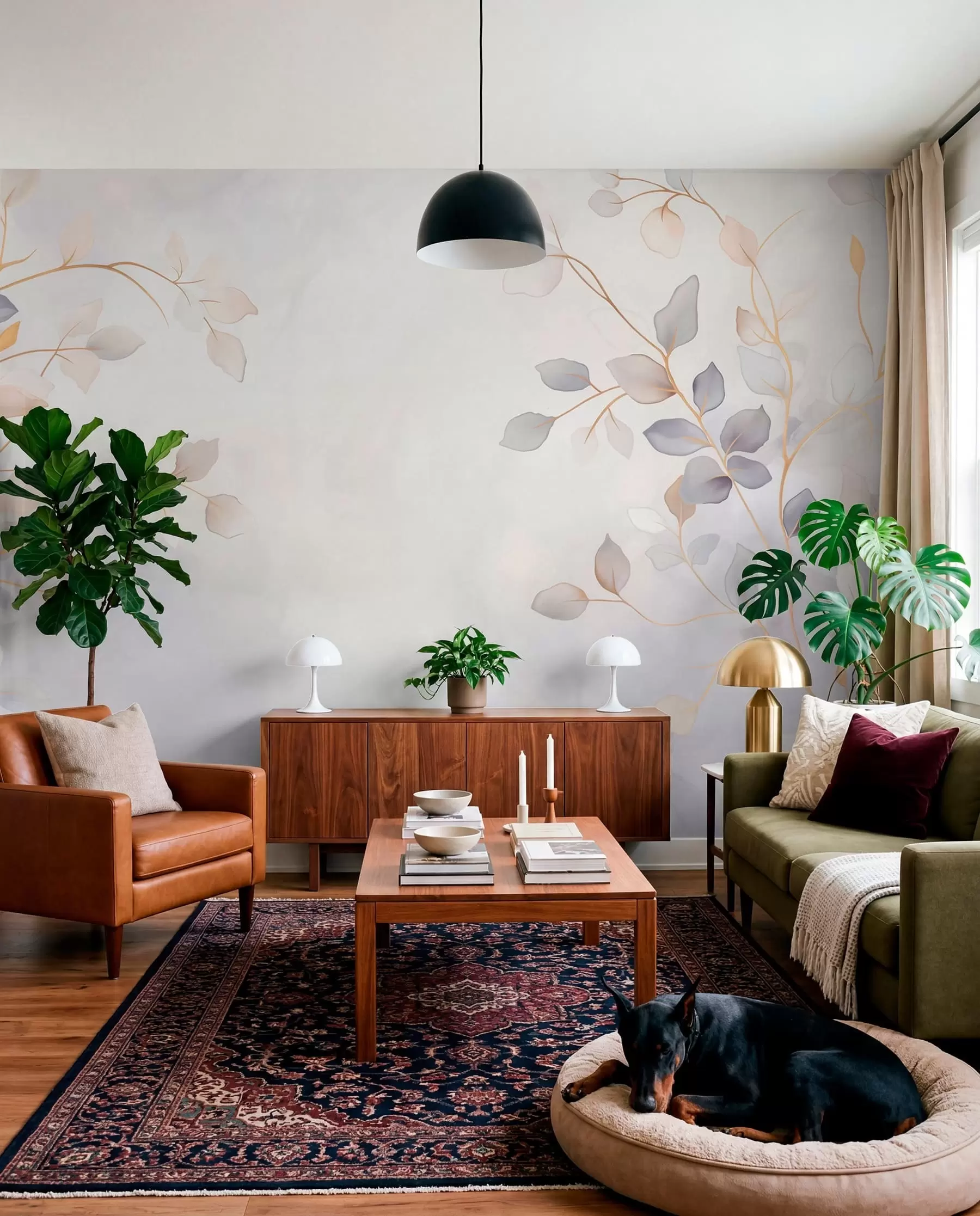 Murale Branches pastel dans la brume w05296