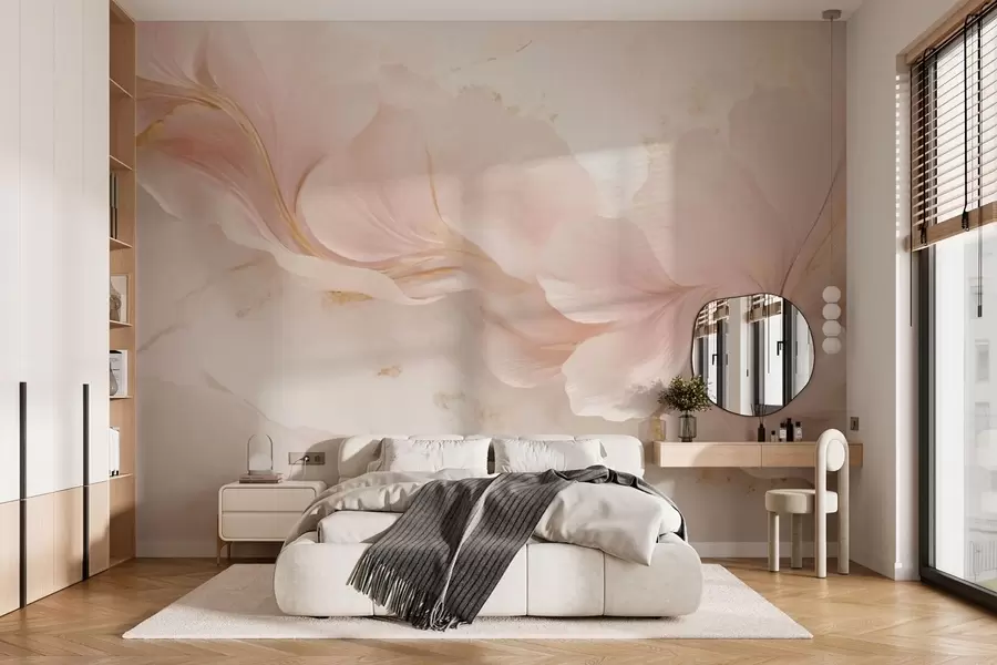 Murale Des fleurs rose pâle sur un fond clair w05357