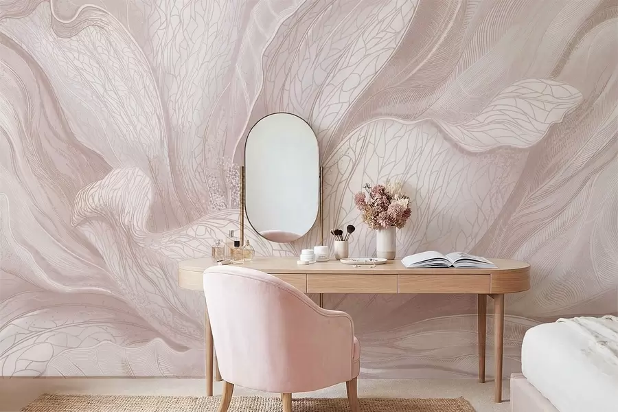 fototapeter Abstrakt blomst i lyse beige nuancer w05119