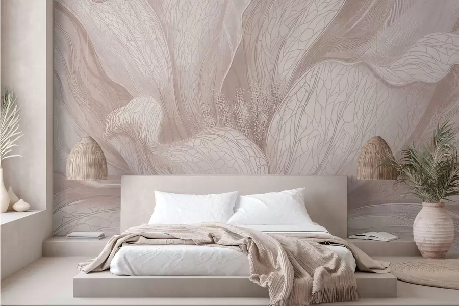 fototapeter Abstrakt blomst i lyse beige nuancer w05119
