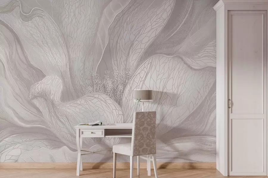 fototapeter Let, abstrakt blomst med flydende linjer w05119v3