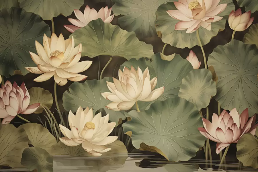 Fototapete Vintage-Lotusblüten w05445