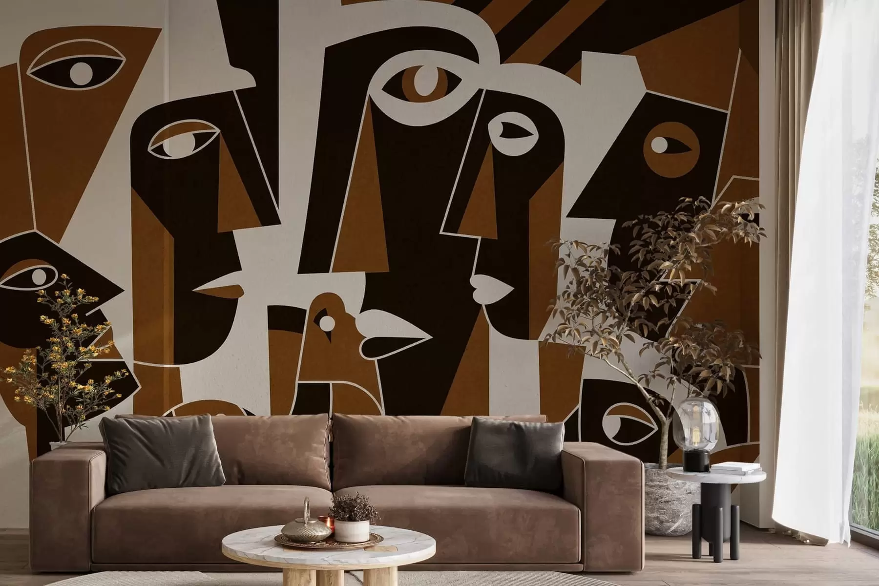 Murale Visages de style africain w05446