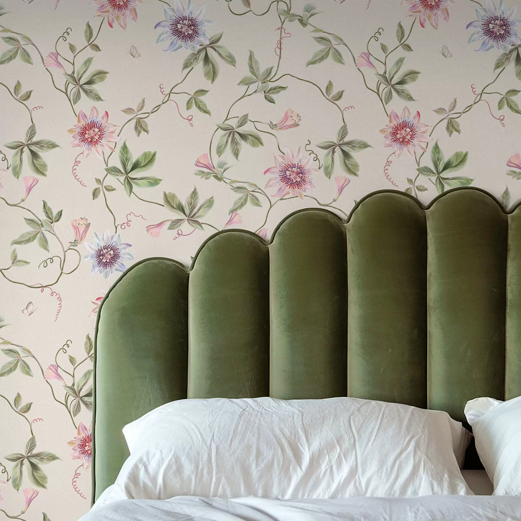 Murale Motif composé de fleurs exotiques et de vrilles a01131