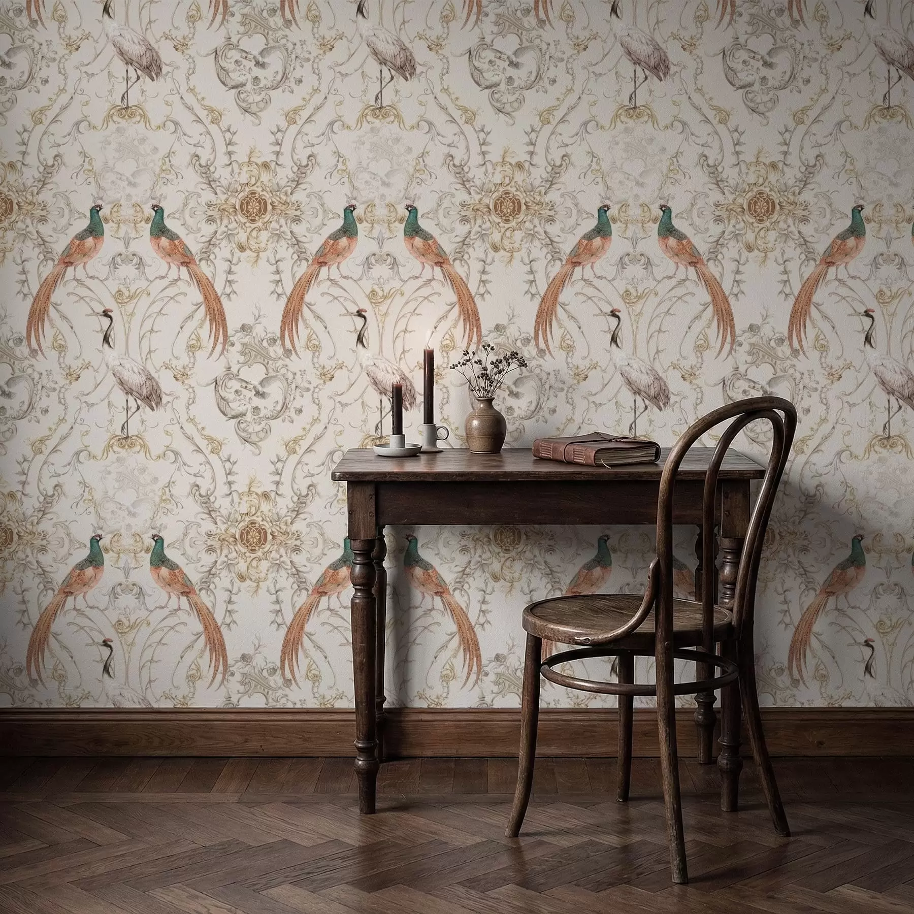 Murale Motif décoratif représentant des oiseaux et divers motifs a01156