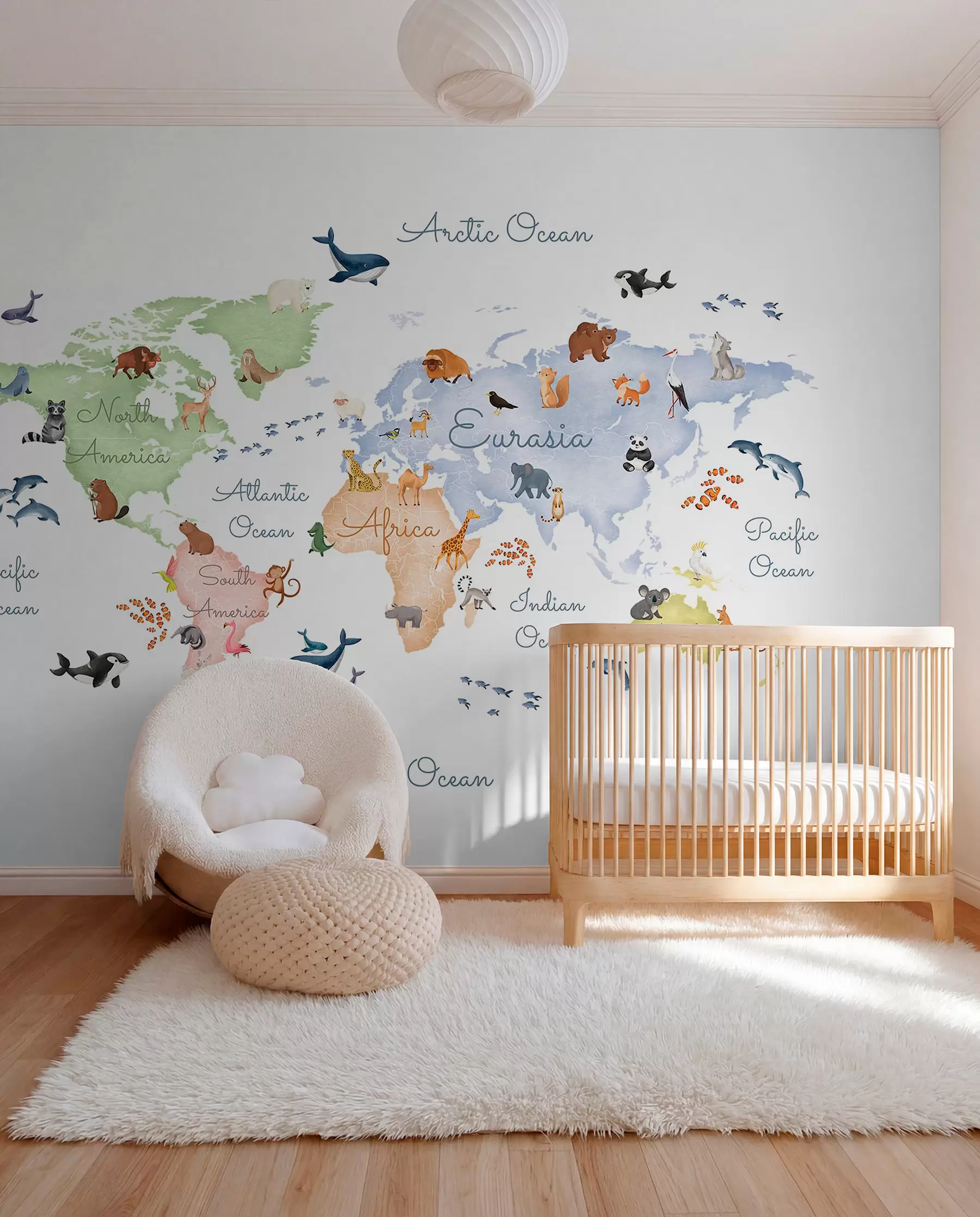 Murale Atlas pastel en anglais c00012en