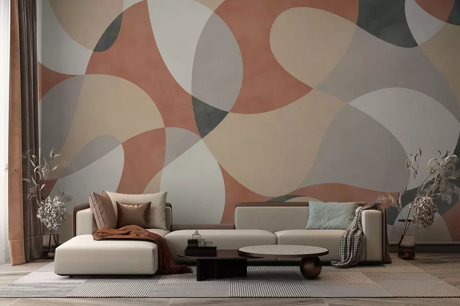 Fototapete Abstraktes Muster mit abgerundeten Formen in warmen Farbtönen w05149v1