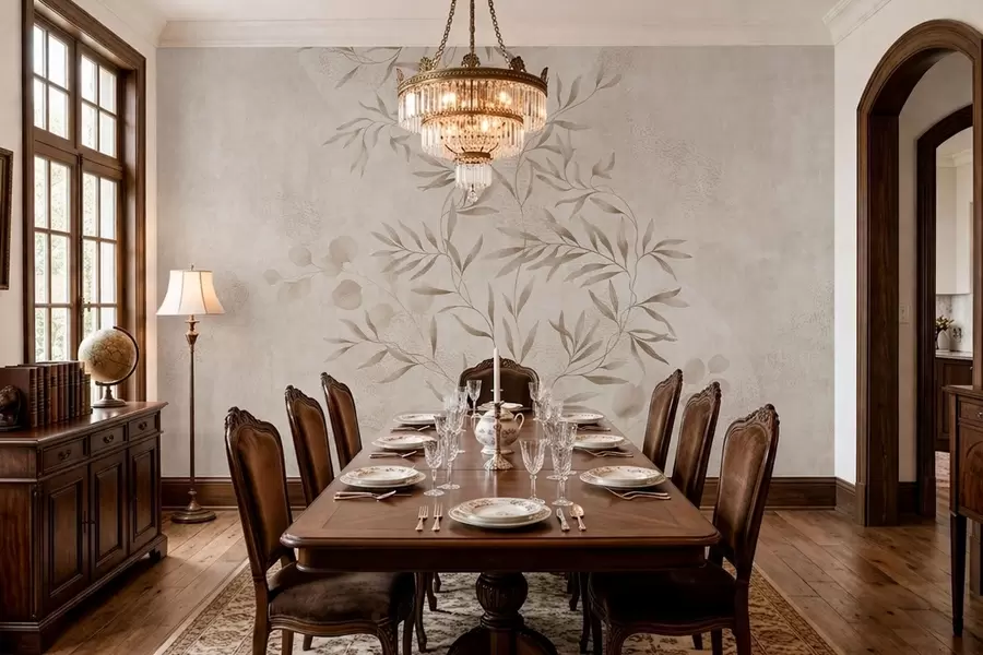 fototapeter Botanisk mønster i beige og brune nuancer w05424v2