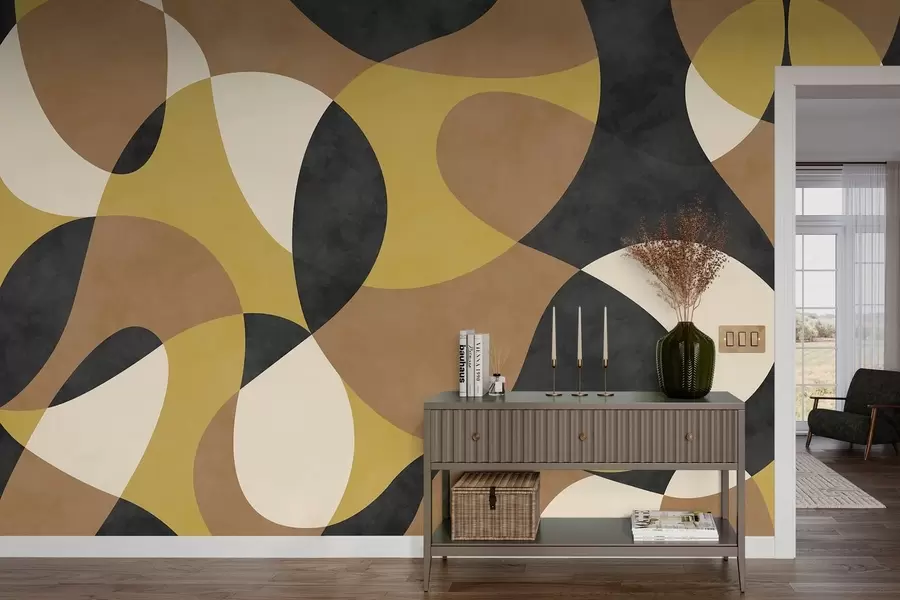 fototapeter Abstrakt mønster med flydende former og kontrast w05149