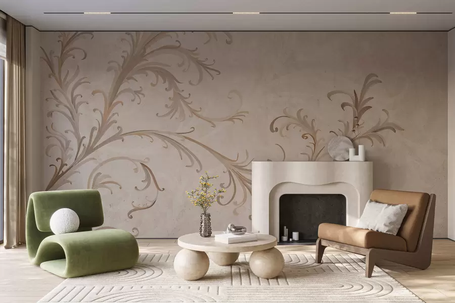 Murale Des décorations vintage sur un mur au style grunge w05490