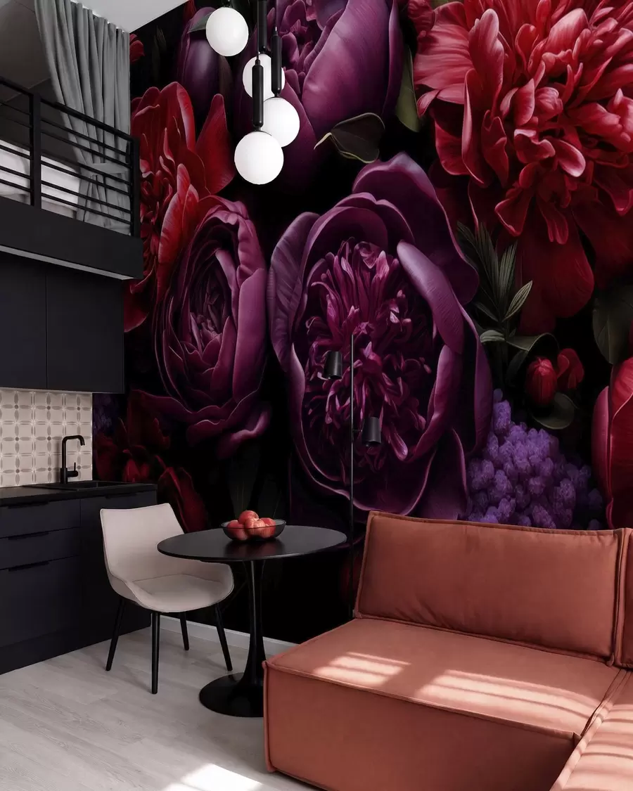 Murale Nocturne de pivoines w05513