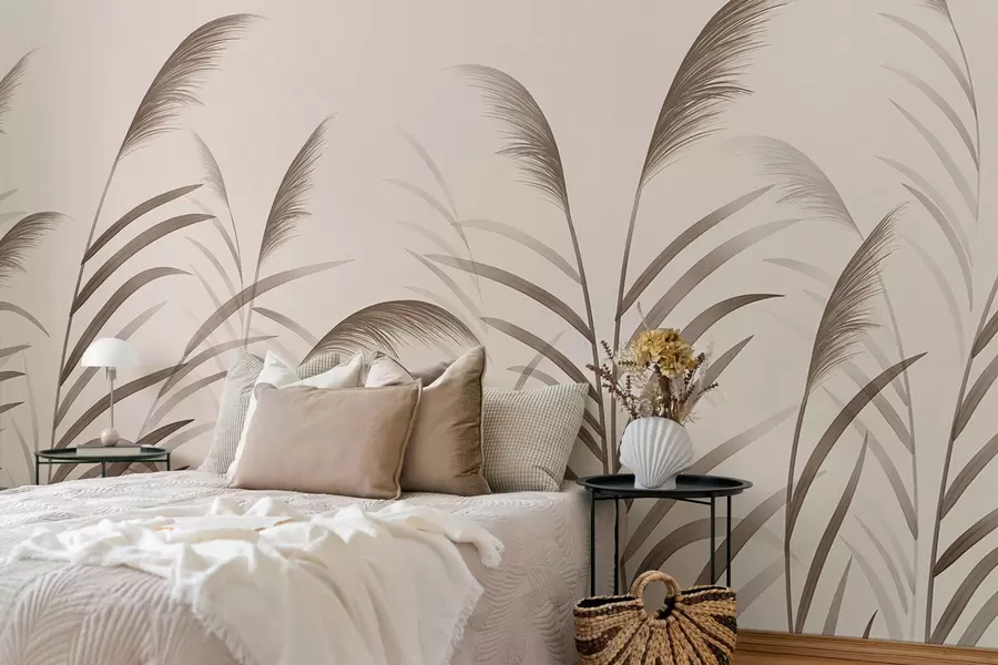 fototapeter Minimalistiske silhuetter af rør i beige nuancer w05432