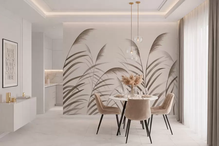 fototapeter Minimalistiske silhuetter af rør i beige nuancer w05432