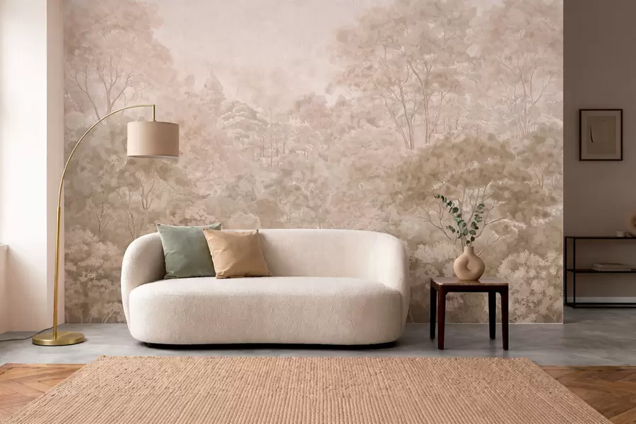 fototapeter Et klassisk skovlandskab i varme beige nuancer w05433v1