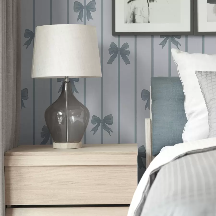 fototapeter Blå sløjfer på en lys, stribet baggrund a01162v2