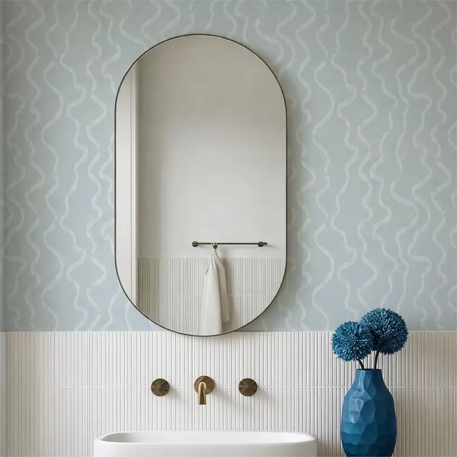 fototapeter Bølget lysmønster på blå baggrund a01167v1