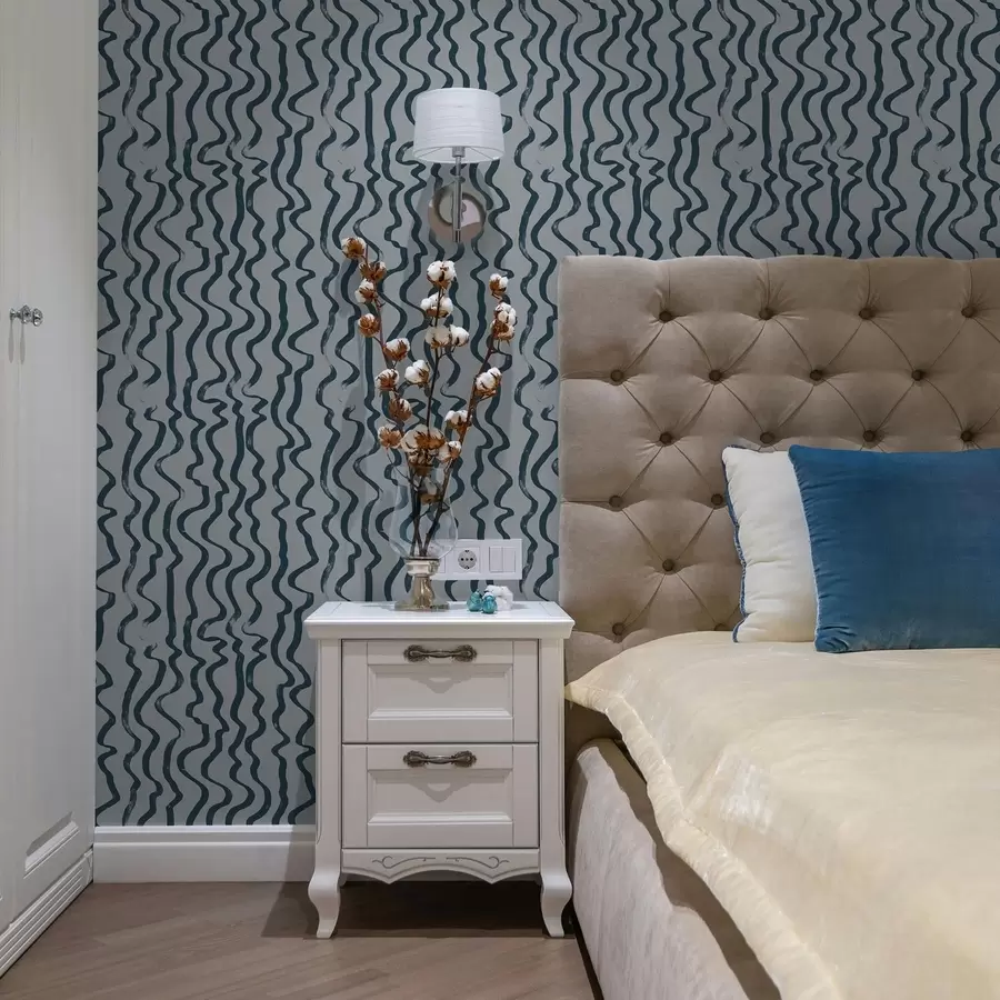 fototapeter Mørke bølgede linjer på blå baggrund a01168v1