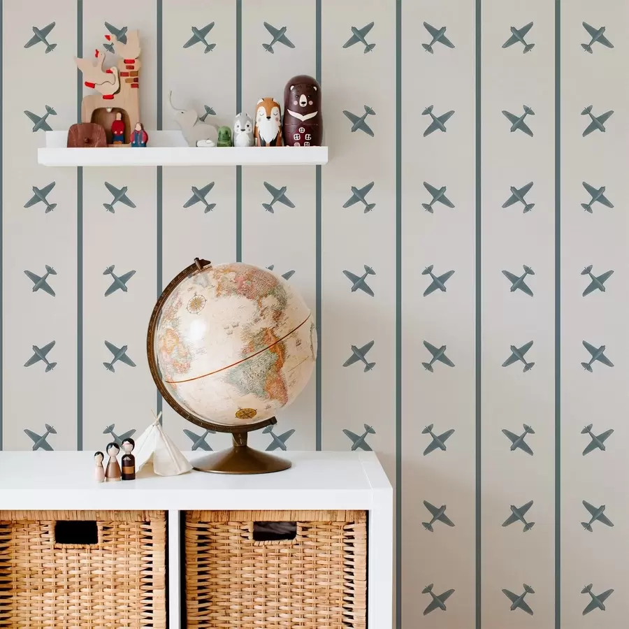 fototapeter Fly med stribet mønster og blå detaljer a01169