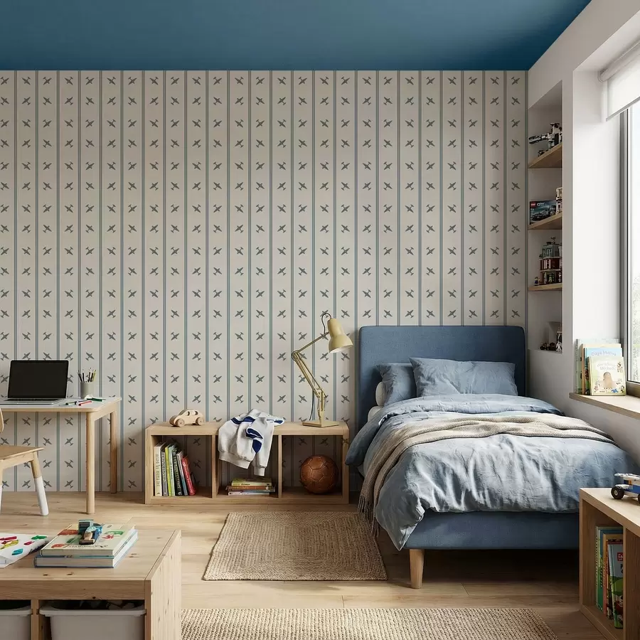 fototapeter Fly med stribet mønster med blå striber a01170