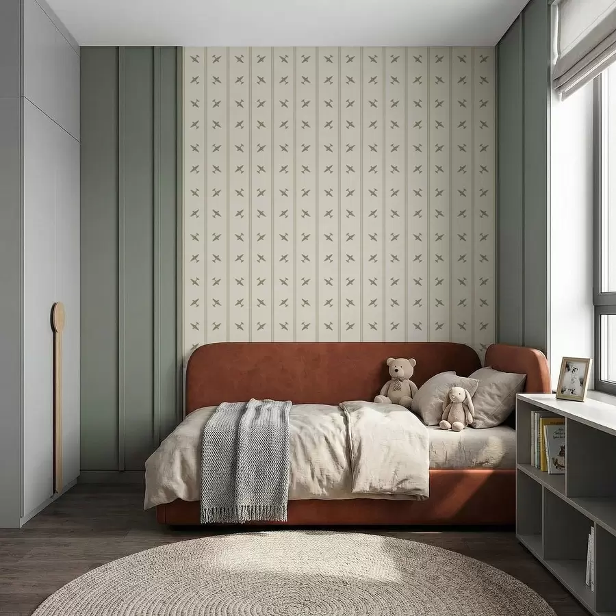 fototapeter Fly med stribet mønster i olivenfarver a01170v2