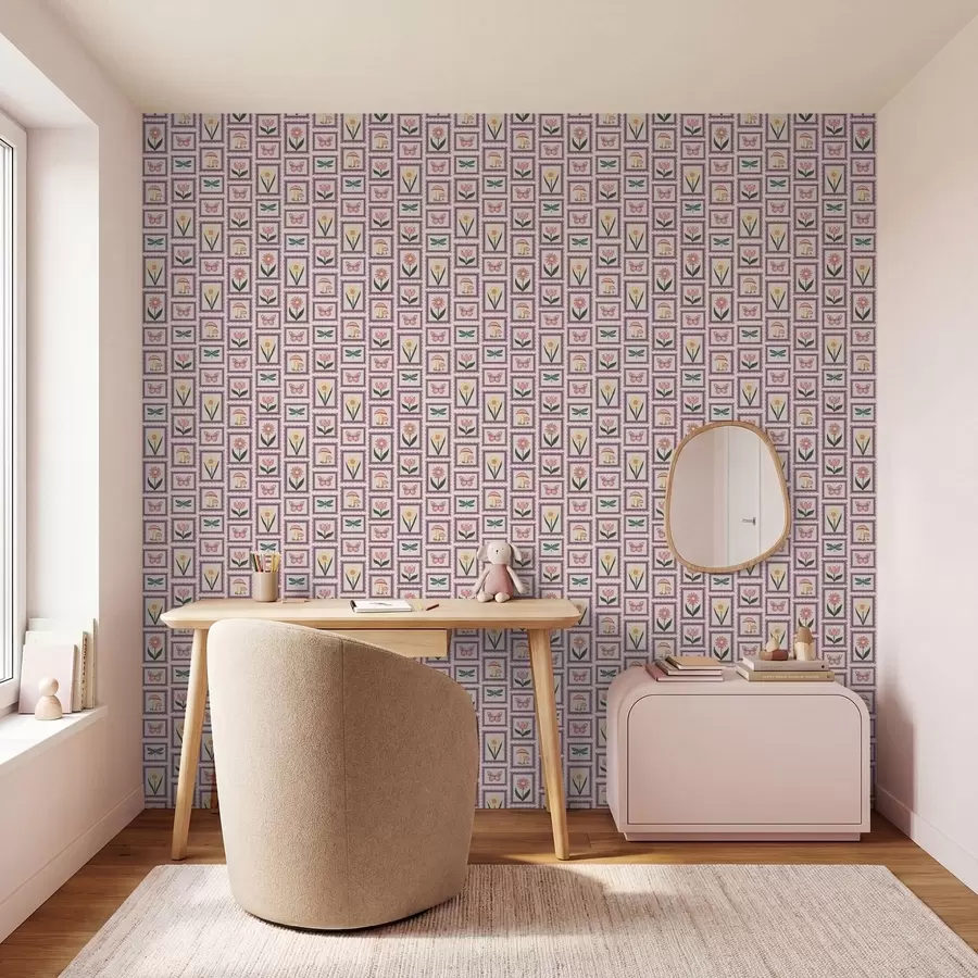 fototapeter Illustrationer i rammer i lilla nuancer a01175v1